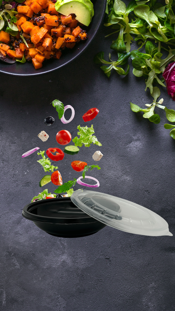 Salatschale schwarz oval mit Deckel