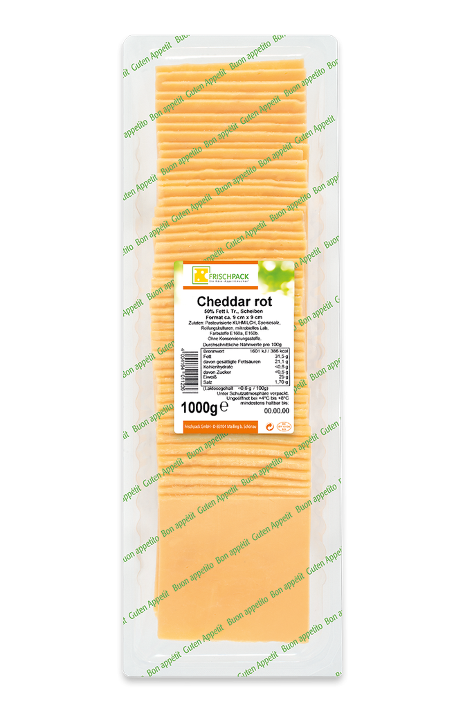 Cheddar in Scheiben geschnitten ca. 50x20 g [1 Kg]