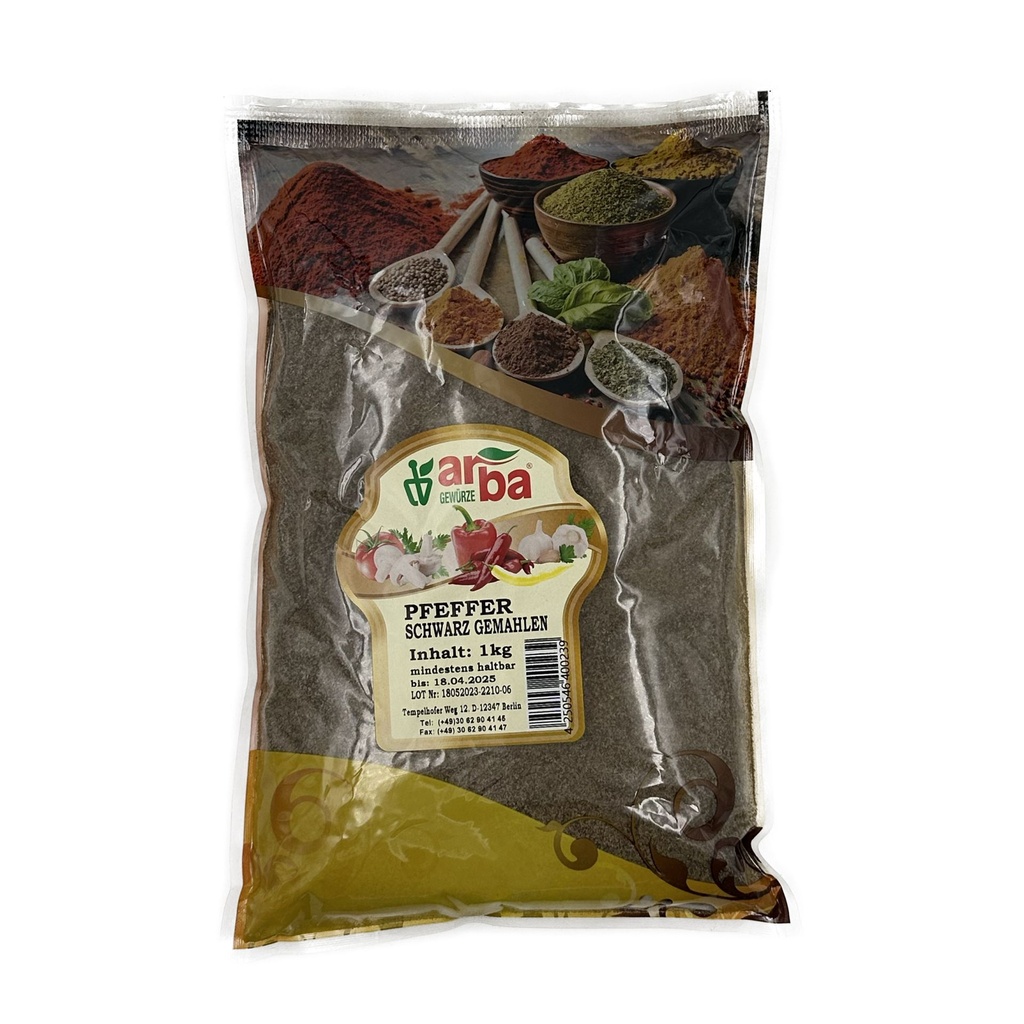 Arba Pfeffer Schwarz Gemahlen [1 kg/Pack] 