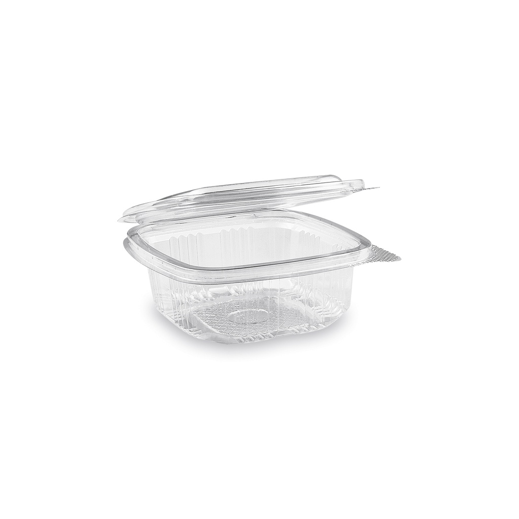 Salatschale 250ml mit Klappdeckel Klar, Rechteckbecher [50 Stück]