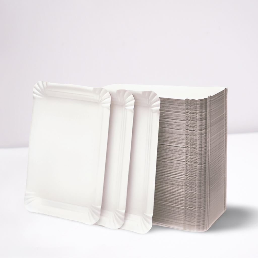 Pappteller 13x20cm weiß eckig [100 Stück]