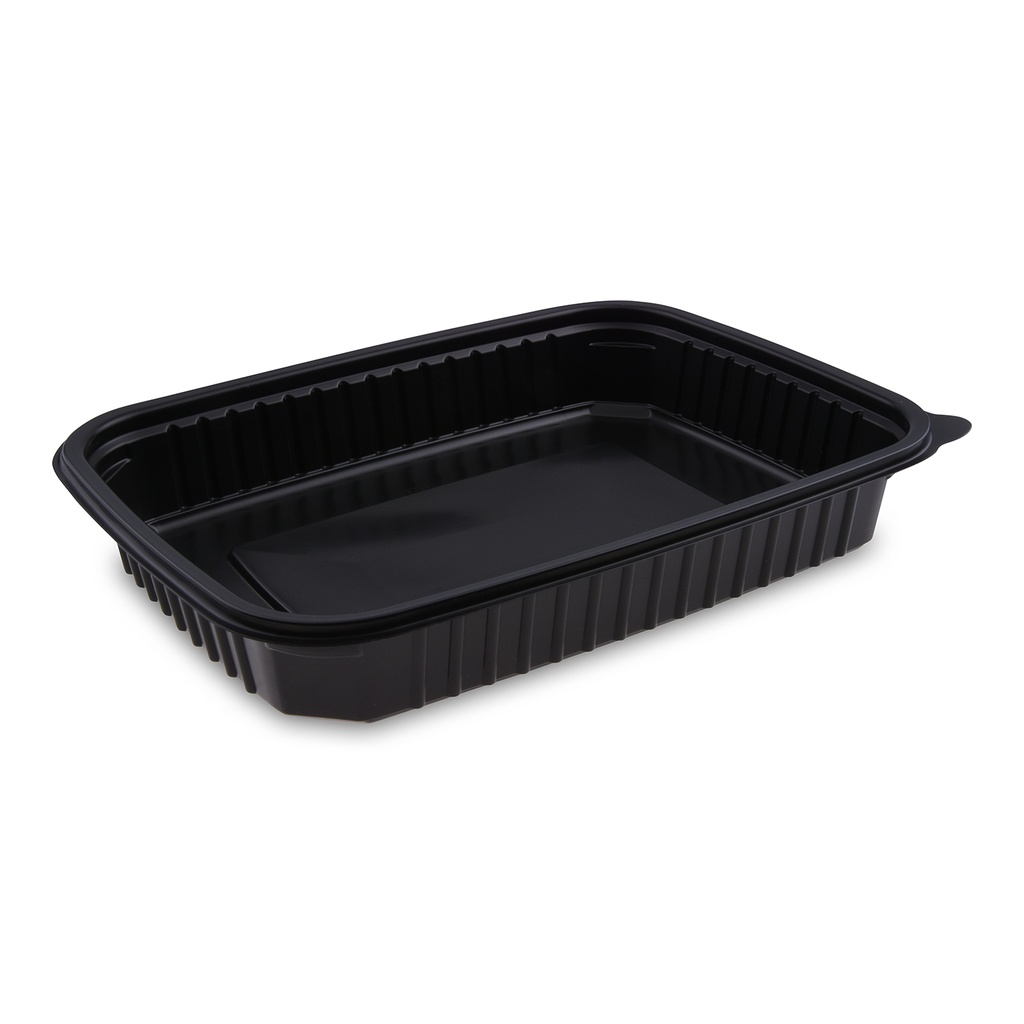 Menübox ungeteilt, Mikrowellenschale 240x210x40mm (PP) schwarz [100 Stück]