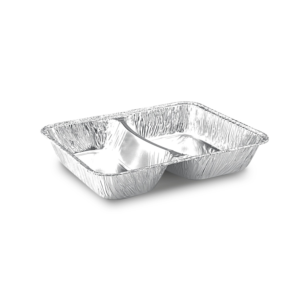 Alubehälter, Menüschale  2-geteilt mit Deckel MR3-33L [100 Stk]