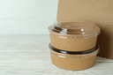 Bowl Salatschale Kraft 1300ml mit Deckel Set [100 Stück]