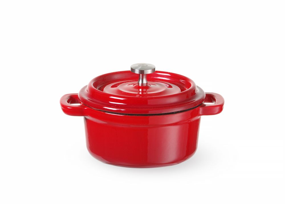 Emaillierter Gusseisentopf, HENDI, 0,27L, Rot, 130x100x(H)48mm, Rund