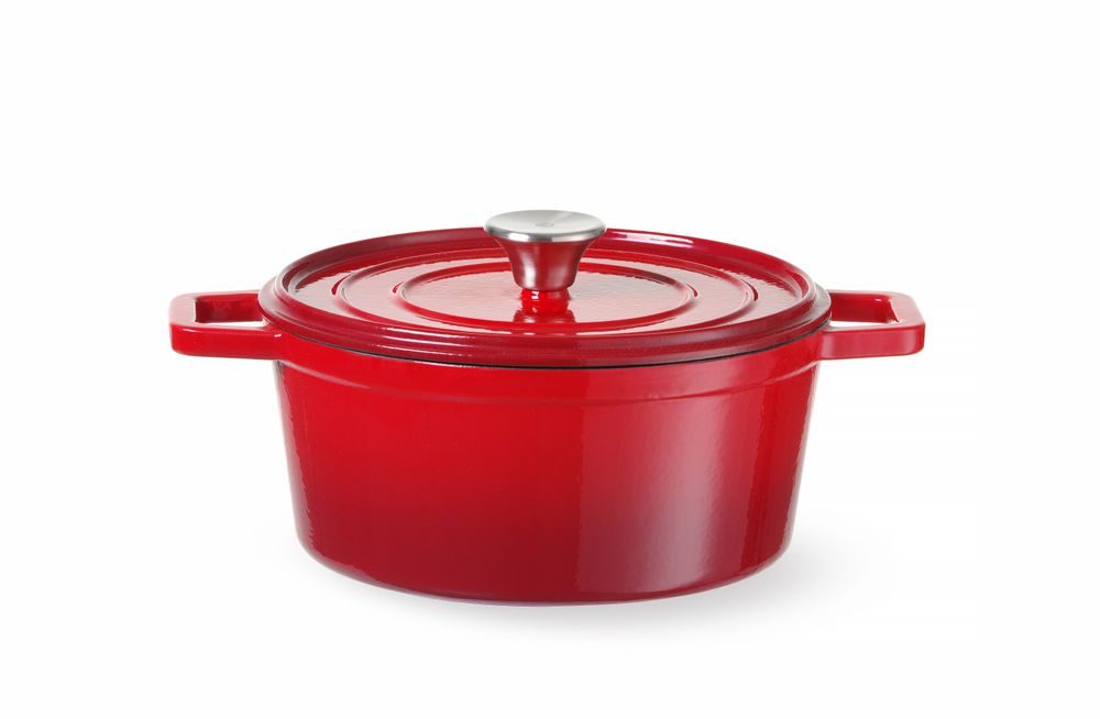 Emaillierter Gusseisentopf, HENDI, 3,7L, Rot, 317x240x(H)105mm, Rund