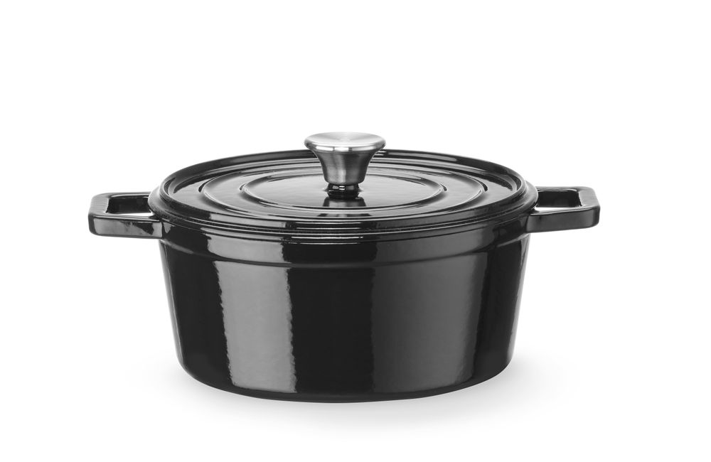 Emaillierter Gusseisentopf, HENDI, 3,7L, Schwarz, 317x240x(H)105mm, Rund