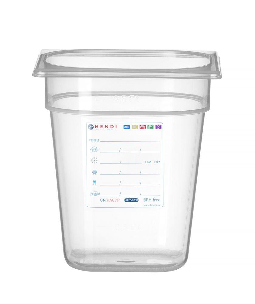 Gastronorm-Behälter 1/6, HENDI, GN 1/6, 3,4L, Transparent, 176x162x(H)200mm