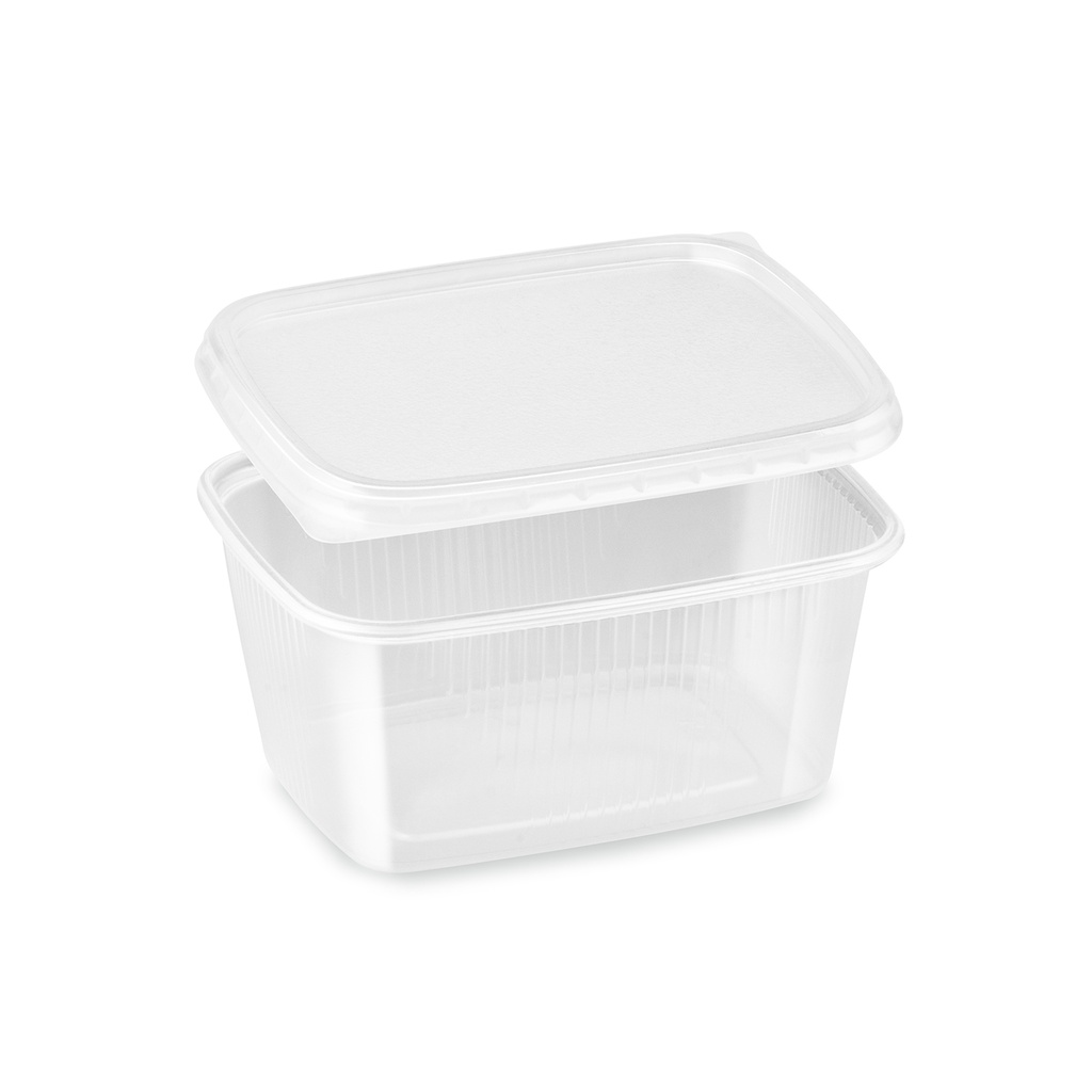 Feinkostbecher, Rechteckbecher (PP) klar kombipack mit Deckel [250 Sets]