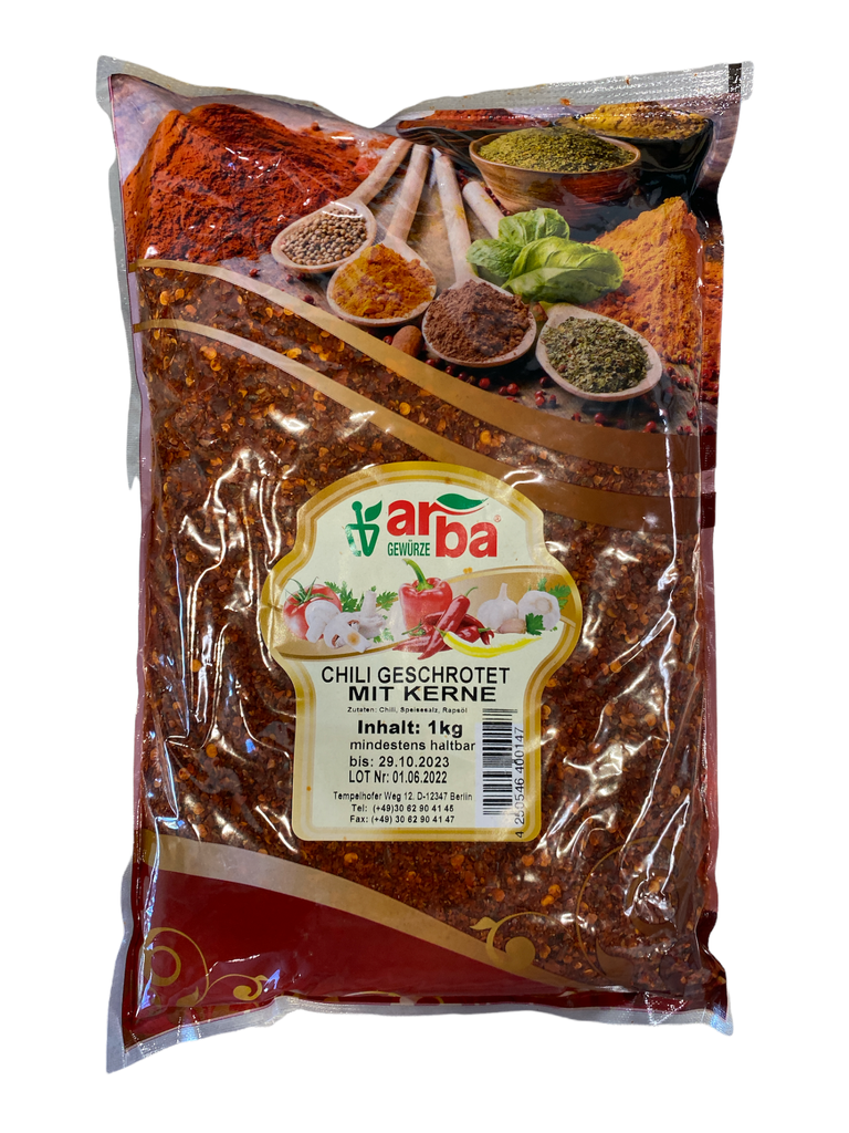 Arba Chili Geschrotet mit Kerne [1 kg/Pack]