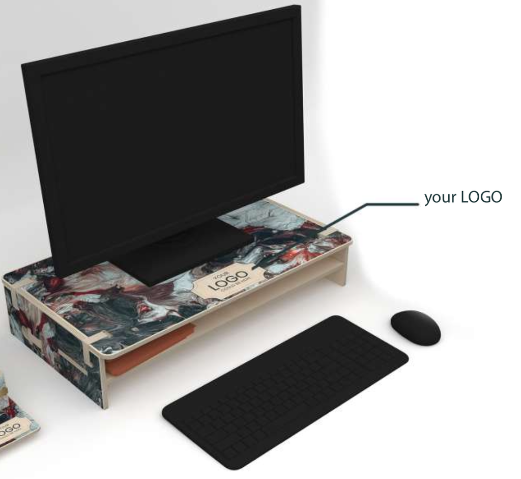 Monitor- und Laptop Erhöhung 275x480x95mm aus Birkenholz