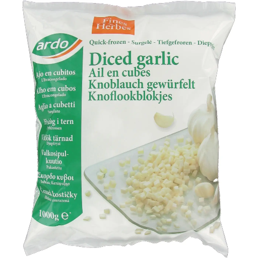 Knoblauch gehackt gewürfelt tiefgekühlt  [1 Kg/Pack]