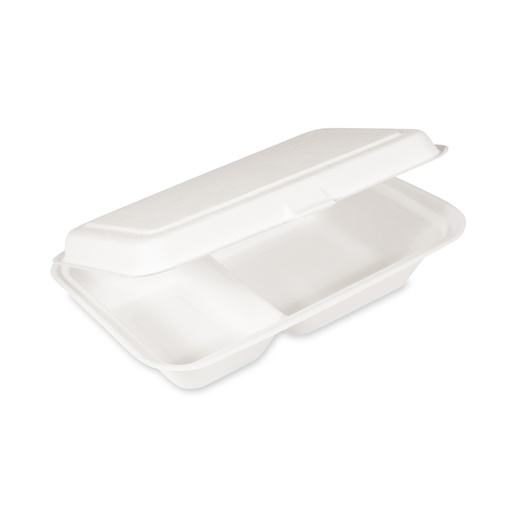 [V-264] Menübox Zuckerrohr Bagasse 2-geteilt 241x202x70mm [50 Stück]