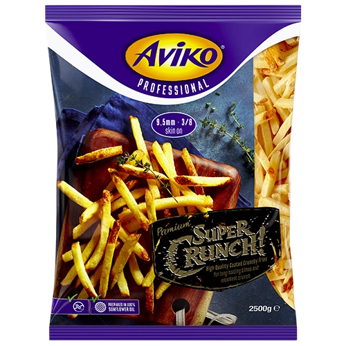 Aviko Pommes Super Crunch 9.5mm mit Schale [2.5 kg/Pack, 10 kg/Karton]