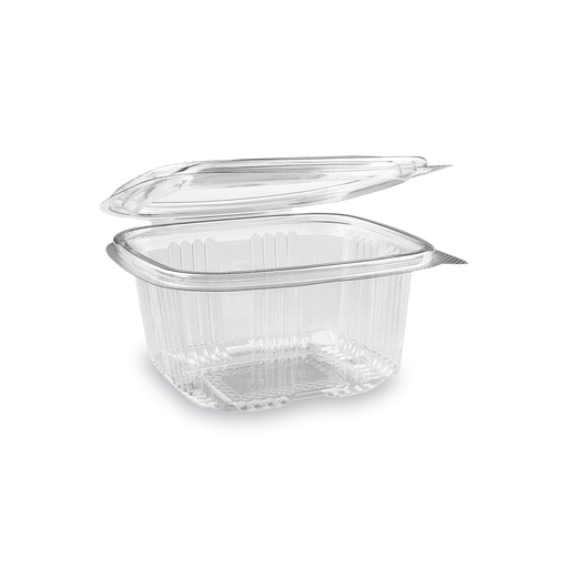 [V-299] Salatschale 500ml mit Klappdeckel Klar, Rechteckbecher [50 Stück]