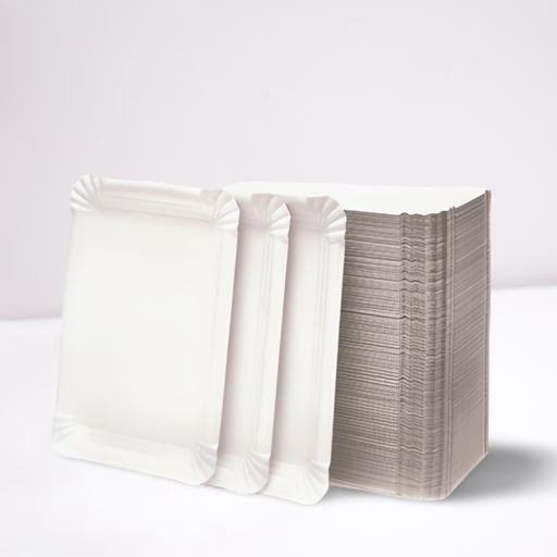 Pappteller 13x20cm weiß eckig [100 Stück]