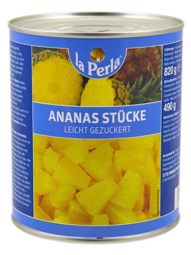 [L-063] La Perla Ananasstücke leicht gezuckert [850ml/Dose]