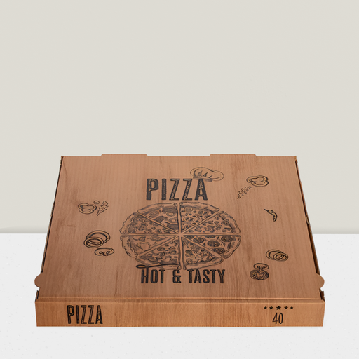 [V-279] Pizzakarton 30x30x4cm Kraft Hot&Tasty Model H "New York" [100Stück/Packung]
