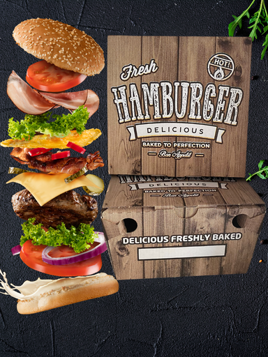 [V-235] Hamburgerbox Kraft-Kraft 150x150x95mm [100 Stück]