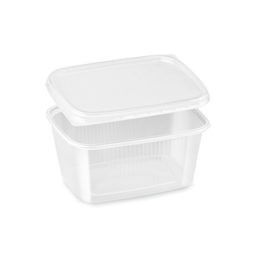 [V-214] Feinkostbecher, Rechteckbecher (PP) klar kombipack mit Deckel [250 Sets]
