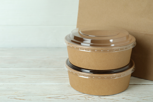 [V-185] Bowl Salatschale Kraft 1300ml mit Deckel Set [100 Stück]