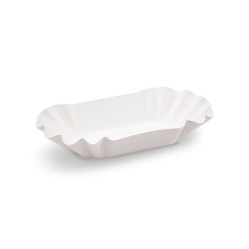 [V-270] Pappschale oval weiß 17.5x10.5x3cm mit Fettbarriere [250 Stück]