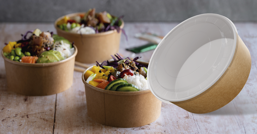 [V-186] Bowl Salatschale Kraft weiß 1300ml ohne Deckel [50 Stück] 