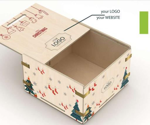 Medium Geschenkbox mit Deckel 260x258x139mm aus Birkenholz