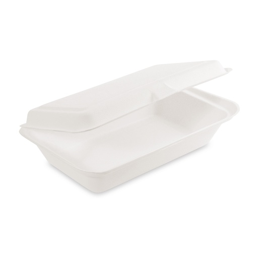 [V-257] Lunchbox Zuckerrohr Bagasse ungeteilt 250x162x63mm [50 Stück]