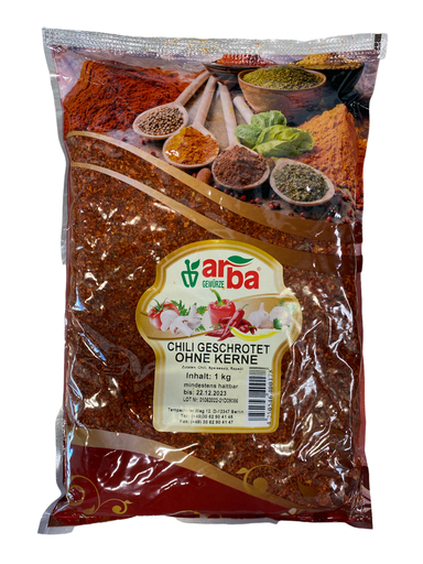 [LG-009] Arba Chili Geschrotet ohne Kerne [1 kg/Pack]