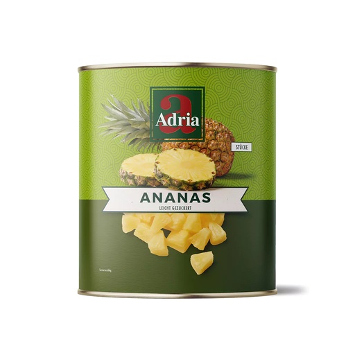 [L-015] Adria Ananasstücke leicht gezuckert [850ml/Dose]
