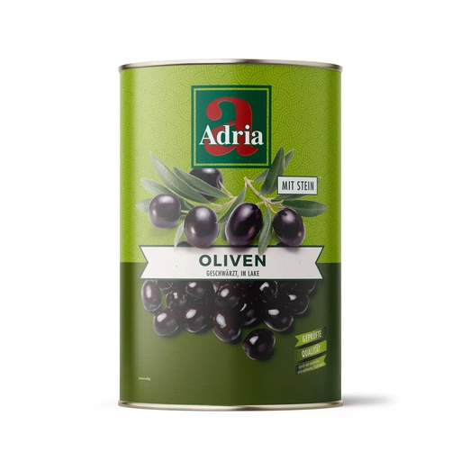 [L-009] ADRIA Oliven schwarz mit Stein [4250ml/Dose]