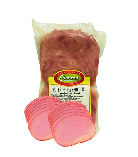 [LF-001] Ehmann Putenpizzablock geschnitten Halal [1 Kg/Packung] 